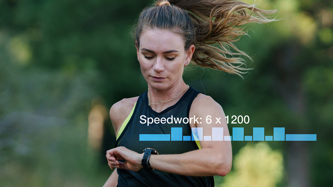 Female Athlete Running A “speedwork: 6 X 1200” Workout In Trainingpeaks.