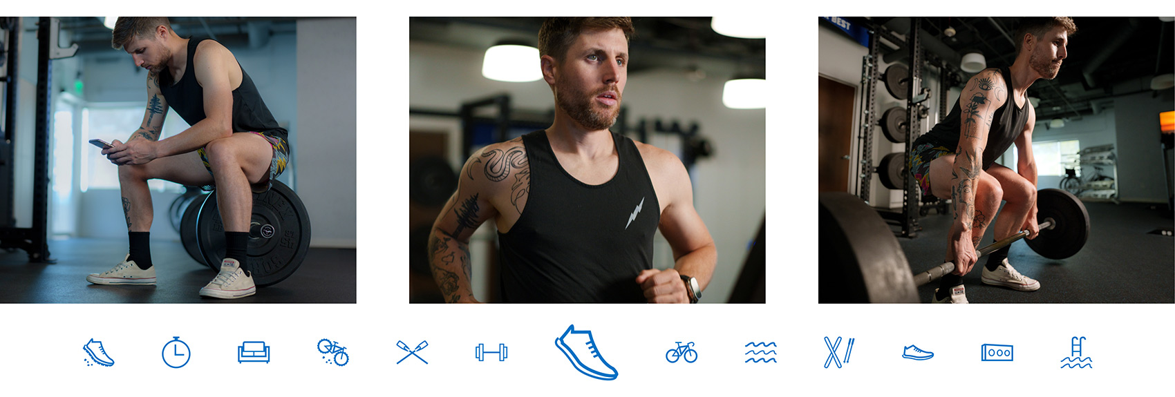 Male athlete using TrainingPeaks Premium to train in endurance sports as well as strength training.