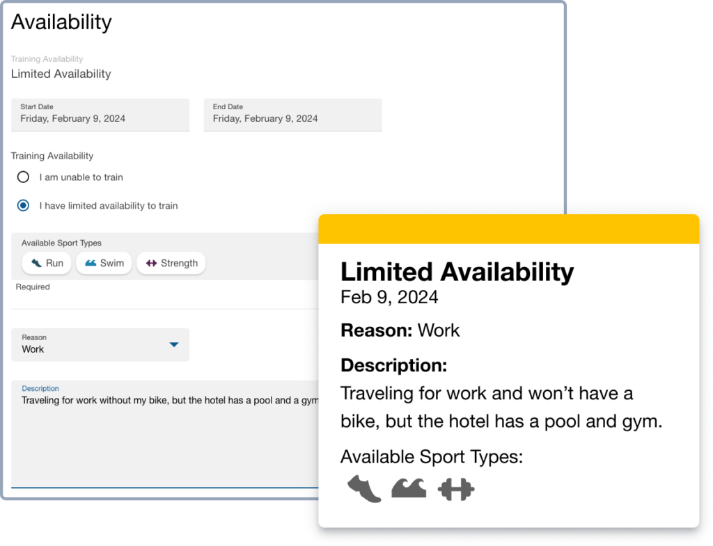 TrainingPeaks Limited Available Feature lets you know when your athletes have time to train.