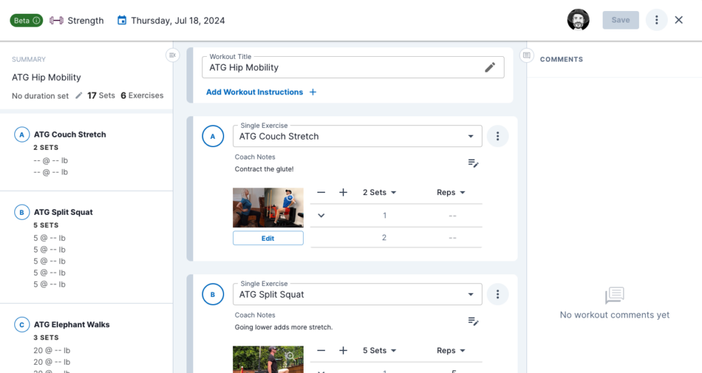 TrainingPeaks Strength Builder